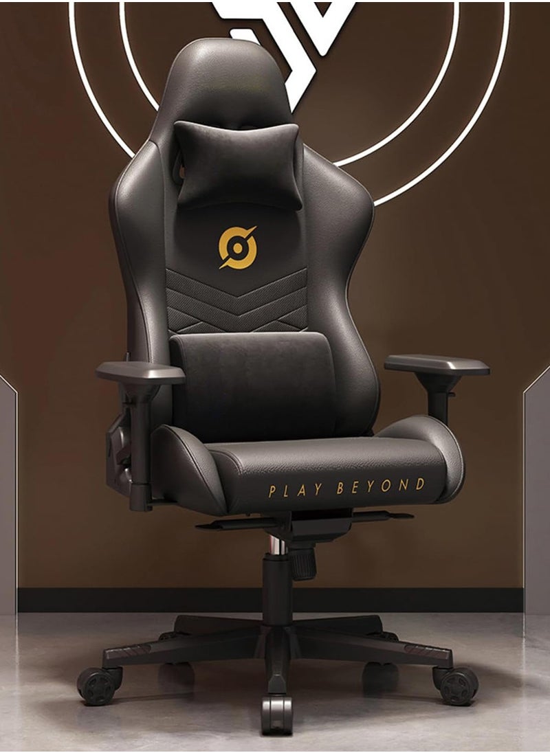 Platinum Leather Gaming Chair with Adjustable Hand Rest and Rocking Function Ultimate Comfort for Gamers