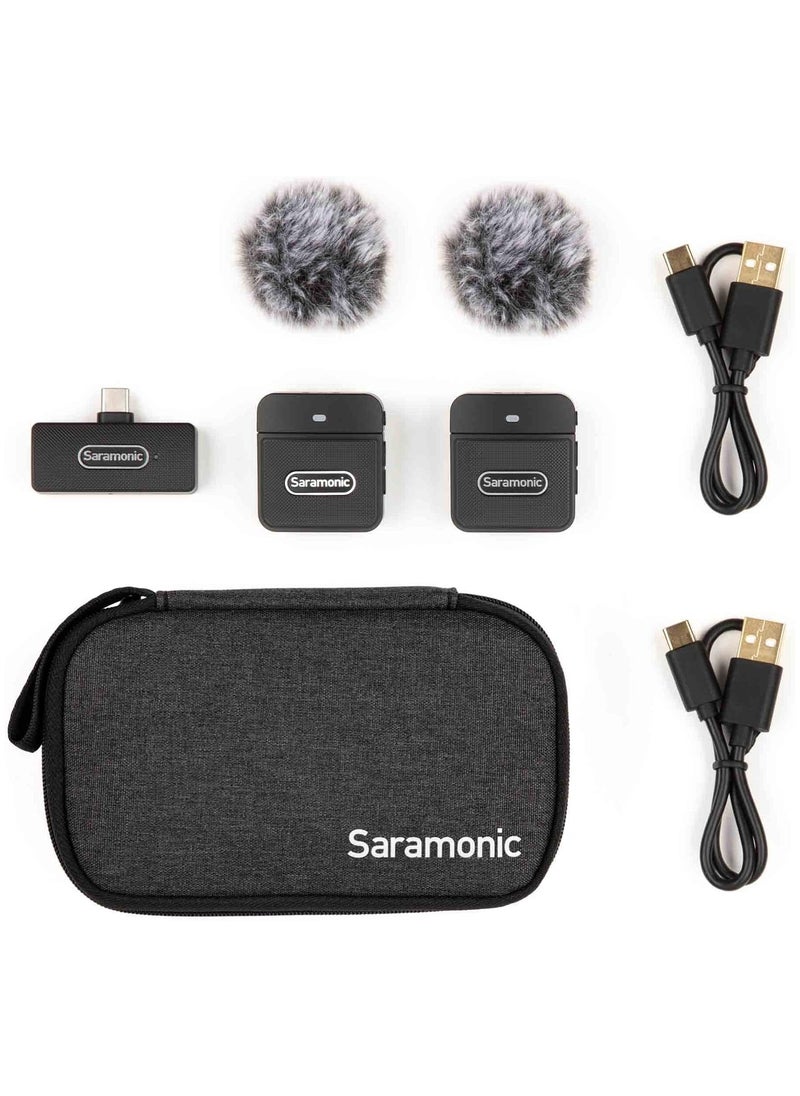 Saramonic Blink 100 B6 Ultra-Portable 2-Person Clip-On Wireless Mic System w/USB-C Receiver for iPhone 15, Android, Newer iPads & Computers