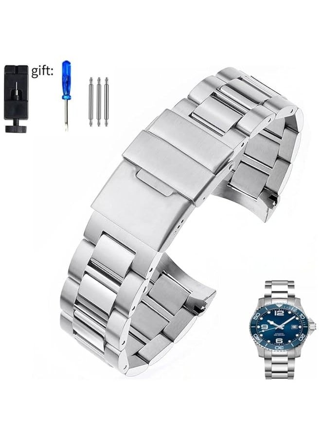 Curved End Stainless steel Watch Strap for Longines master Conquest HydroConquest L3.642.4 L3.781.4 Bracelet Accessories 21MM