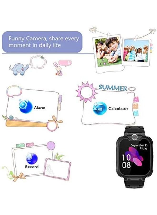 Children's IP65 Waterproof Smart Watch with SOS, Camera, Call, Music, 7 Games Puzzle, Alarm Clock, Compatible with iOS and Android for Girls and Boys