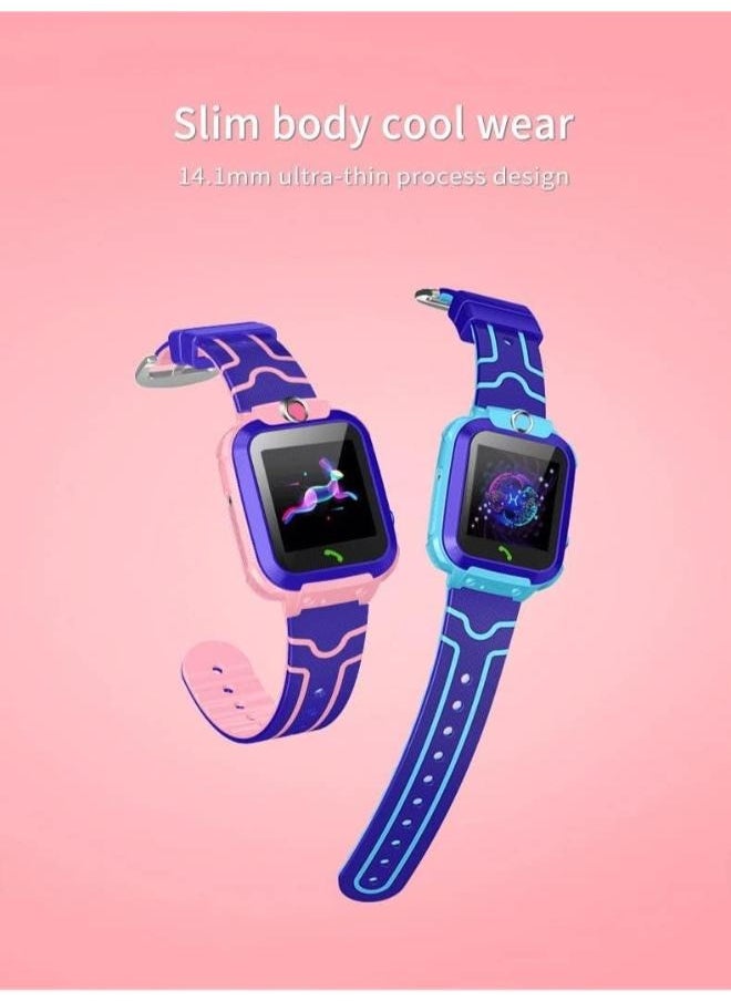 Children's IP65 Waterproof Smart Watch with SOS, Camera, Call, Music, 7 Games Puzzle, Alarm Clock, Compatible with iOS and Android for Girls and Boys(Blue)