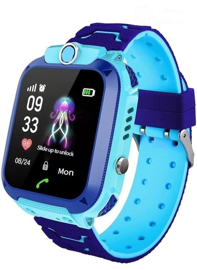 Children's IP65 Waterproof Smart Watch with SOS, Camera, Call, Music, 7 Games Puzzle, Alarm Clock, Compatible with iOS and Android for Girls and Boys(Blue)