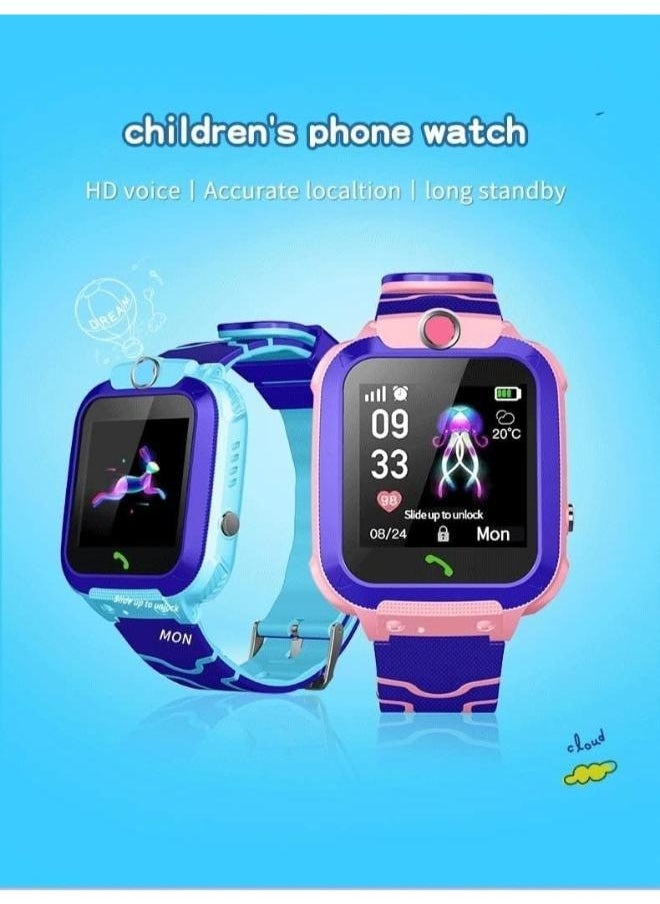 Children's IP65 Waterproof Smart Watch with SOS, Camera, Call, Music, 7 Games Puzzle, Alarm Clock, Compatible with iOS and Android for Girls and Boys(Blue)