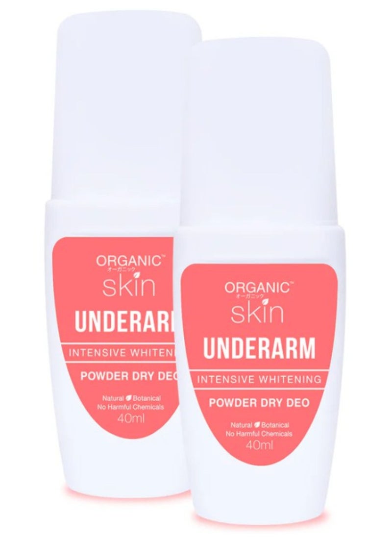 Organic Skin Japan 4x Intensive Whitening Powder Dry Deodorant 40ml Pack of 2