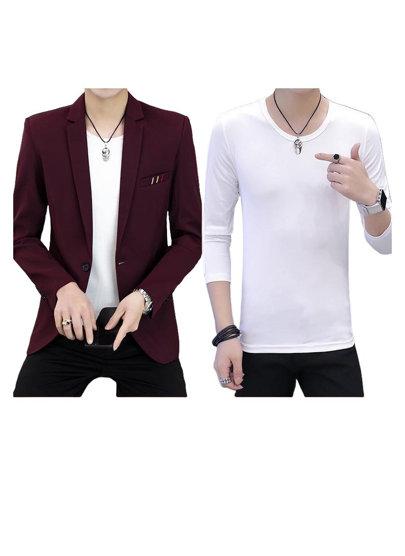 New Business Casual Slim-fit Suit And Polo Shirt