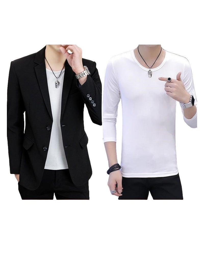 New Business Casual Slim-fit Suit And Polo Shirt