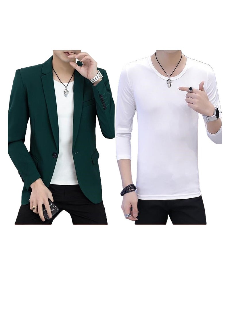 New Business Casual Slim-fit Suit And Polo Shirt