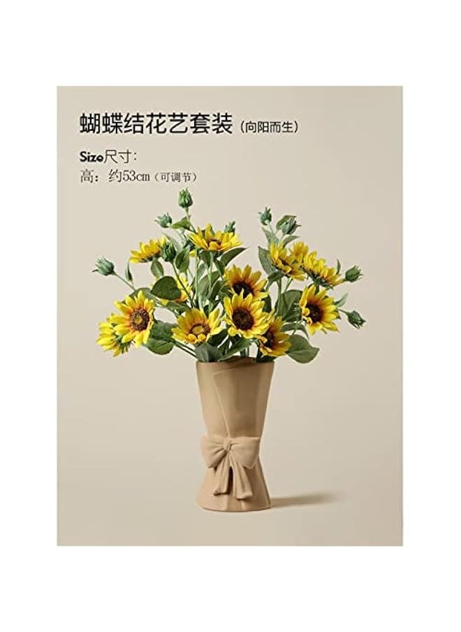 creative ceramic vase floral set home living room dining table decorations ornaments for Office Decor Home Table Garden Creative Gift-Single bottle (apricot grey yellow) no flower