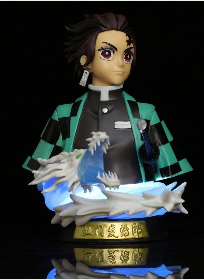 Kimetsu no Yaiba Tanjiro Bust Action Figure Decorative Resin Sculpture Home Decor Statue, Art Figurine Home Ornament Decoration for Office, Living Room, Bedroom, Book Shelf, TV Cabinet, Desktop