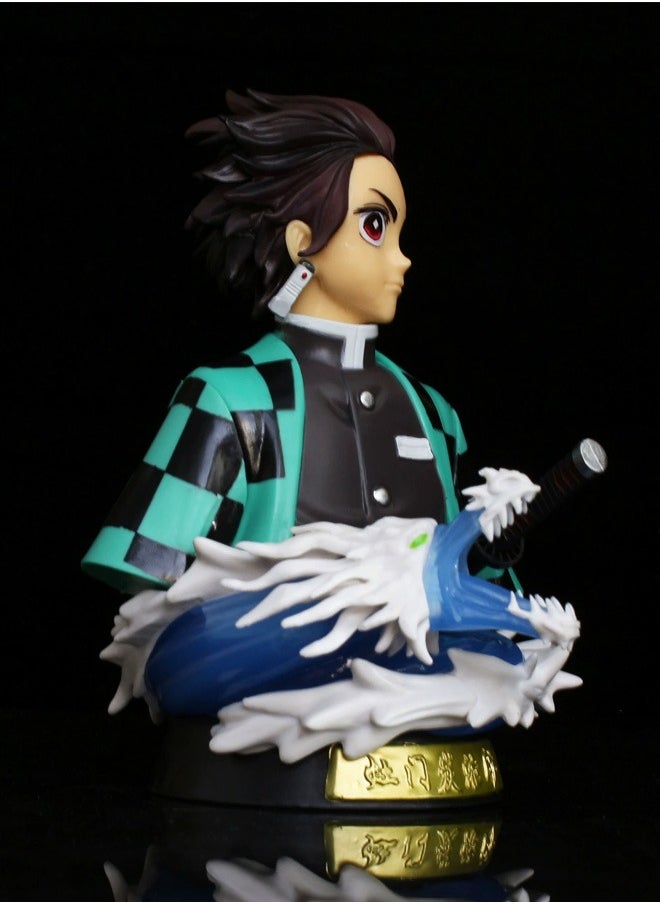 Kimetsu no Yaiba Tanjiro Bust Action Figure Decorative Resin Sculpture Home Decor Statue, Art Figurine Home Ornament Decoration for Office, Living Room, Bedroom, Book Shelf, TV Cabinet, Desktop