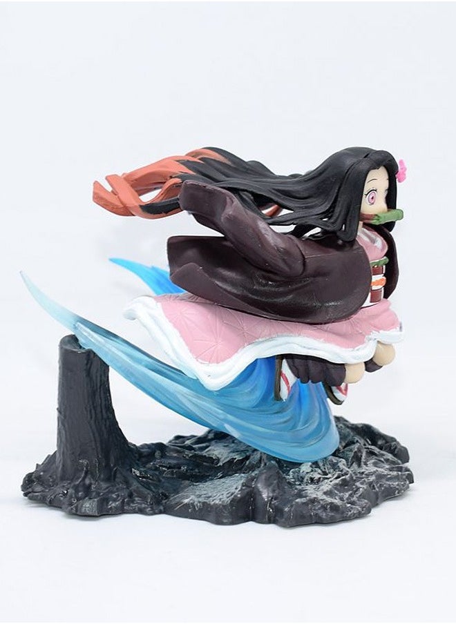 Kimetsu no Yaiba Running Nezuko Action Figure Decorative Resin Sculpture Home Decor Statue, Art Figurine Home Ornament Decoration for Office, Living Room, Bedroom, Book Shelf, TV Cabinet, Desktop