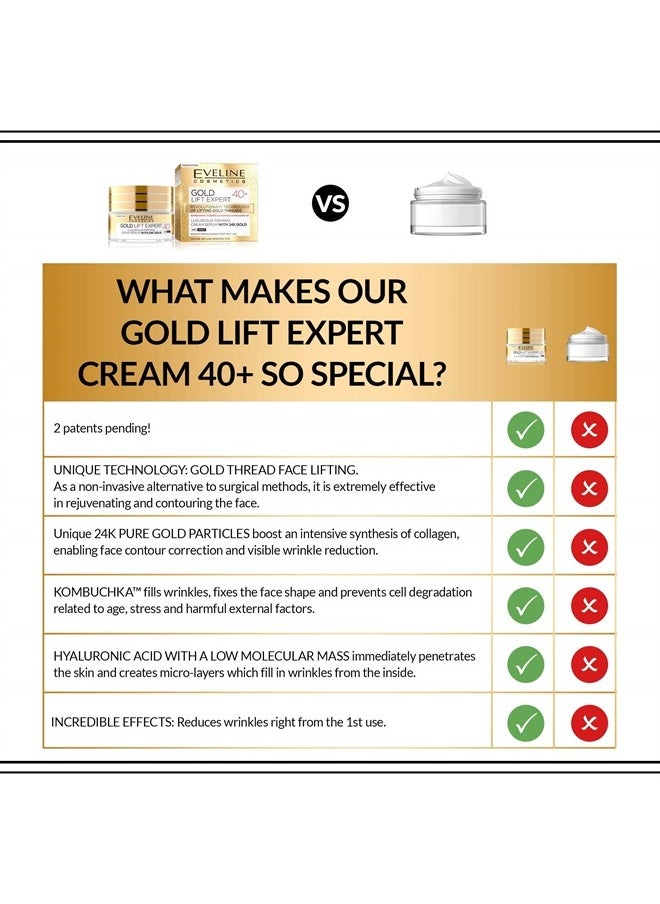 EVELINE COSMETICS GOLD LIFT EXPERT 40+ FACE FIRMING CREAM SERUM WITH 24K GOLD