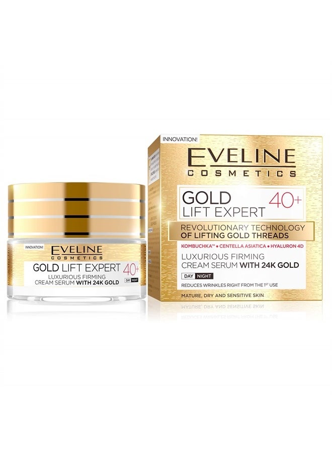 EVELINE COSMETICS GOLD LIFT EXPERT 40+ FACE FIRMING CREAM SERUM WITH 24K GOLD