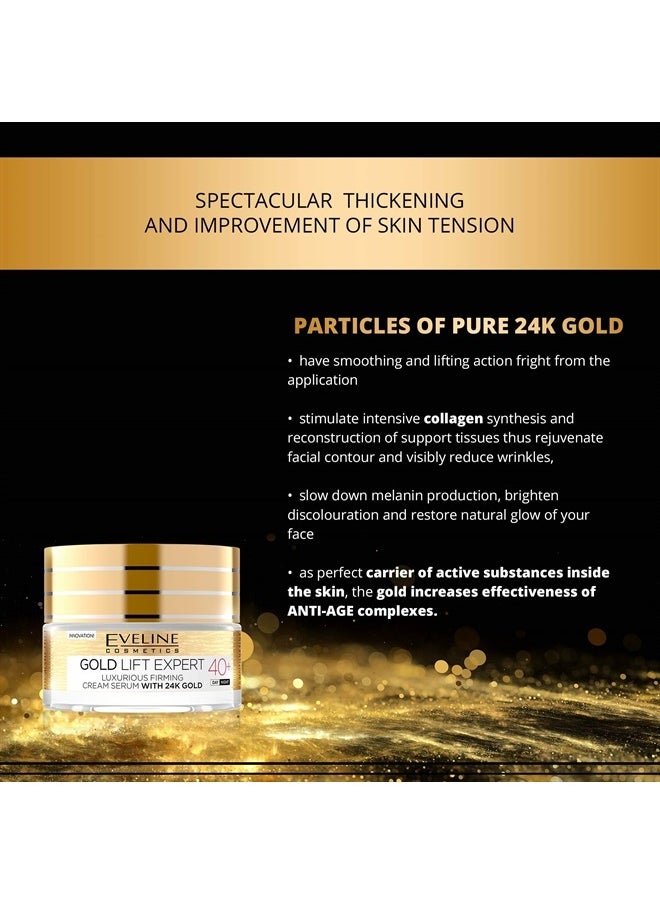EVELINE COSMETICS GOLD LIFT EXPERT 40+ FACE FIRMING CREAM SERUM WITH 24K GOLD