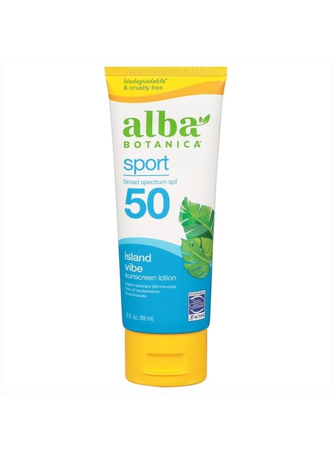 Sunscreen Lotion, Sport, SPF 50, Island Vibe, 3 oz