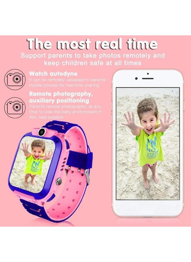 Children's IP65 Waterproof Smart Watch with SOS, Camera, Call, Music, 7 Games Puzzle, Alarm Clock, Compatible with iOS and Android for Girls and Boys(Pink)