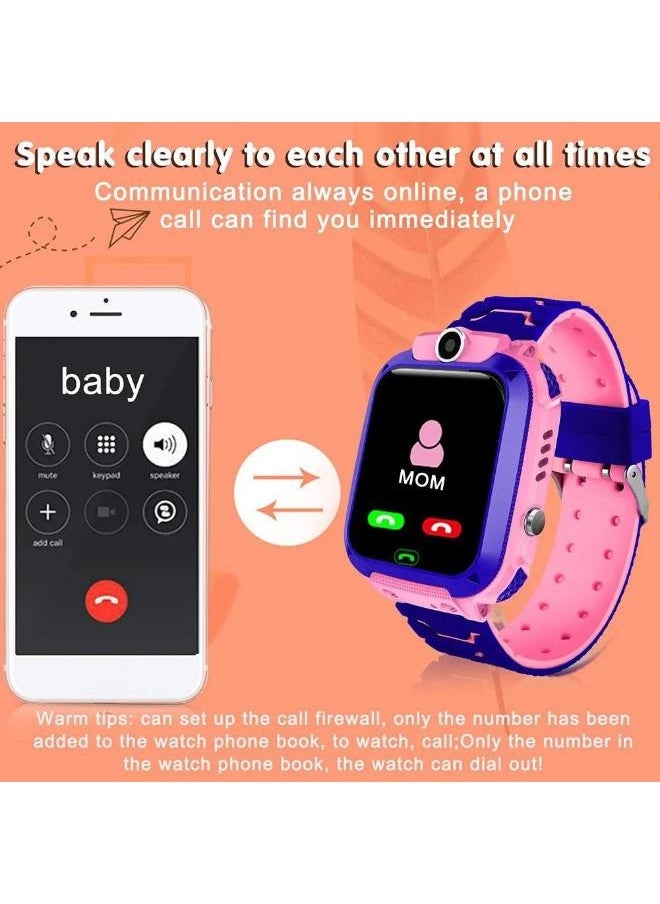 Children's IP65 Waterproof Smart Watch with SOS, Camera, Call, Music, 7 Games Puzzle, Alarm Clock, Compatible with iOS and Android for Girls and Boys(Pink)