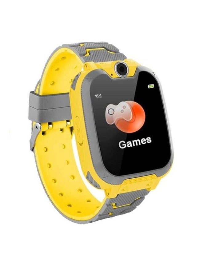 Children's IP65 Waterproof Smart Watch with SOS, Camera, Call, Music, 7 Games Puzzle, Alarm Clock, Compatible with iOS and Android for Girls and Boys(Yellow)