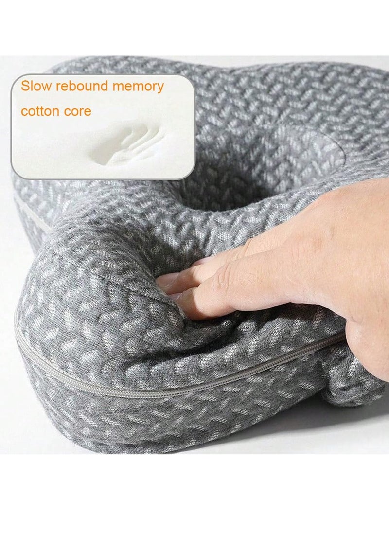 Knee Pillow for Side Sleepers, Butterfly Hollow Design Aligns Spine and Relieves Pressure, Memory Foam Leg Elastic Pillow Strap for Sleeping for Back Pain,Leg Pillow, Gray