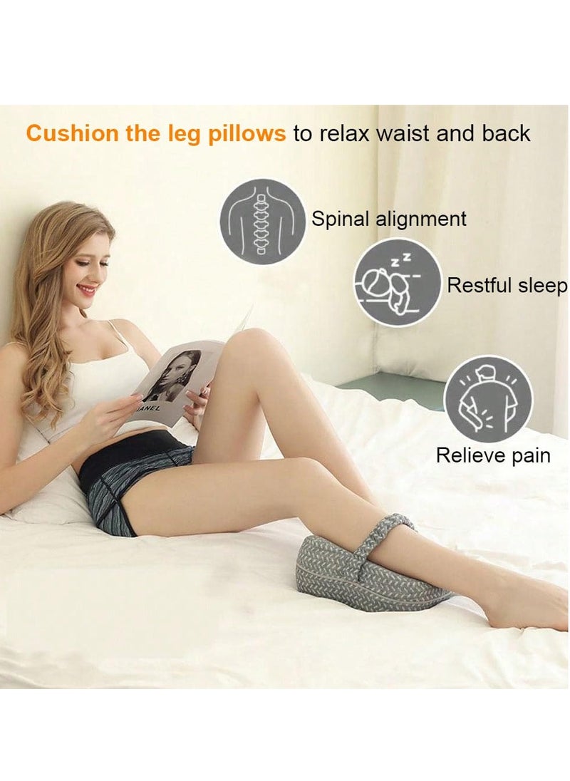 Knee Pillow for Side Sleepers, Butterfly Hollow Design Aligns Spine and Relieves Pressure, Memory Foam Leg Elastic Pillow Strap for Sleeping for Back Pain,Leg Pillow, Gray