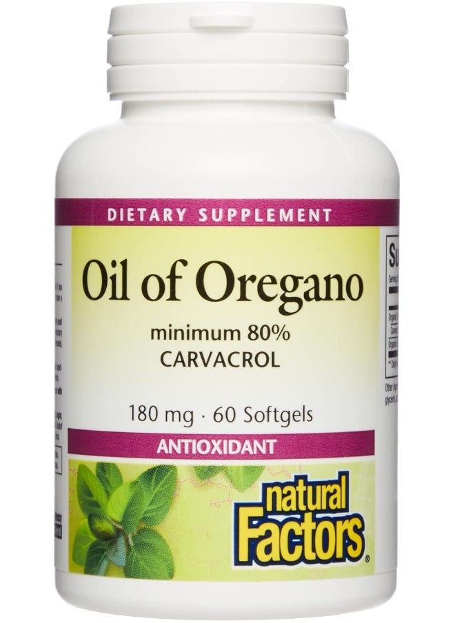 Natural Factors Oil Of Oregano 180Mg, 60 Soft Gels