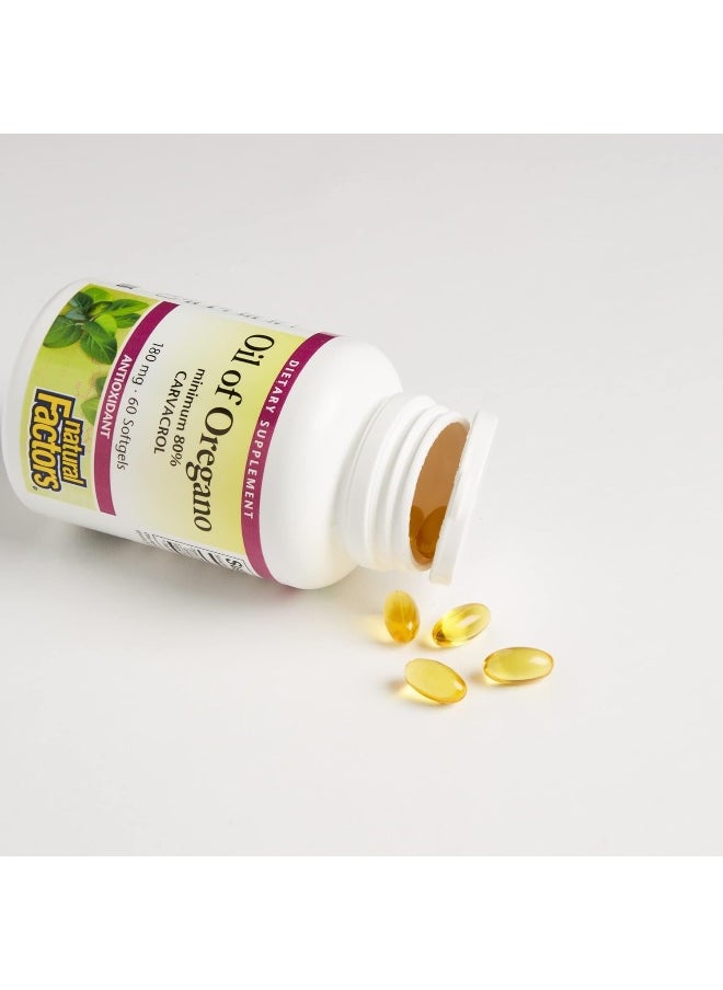 Natural Factors Oil Of Oregano 180Mg, 60 Soft Gels