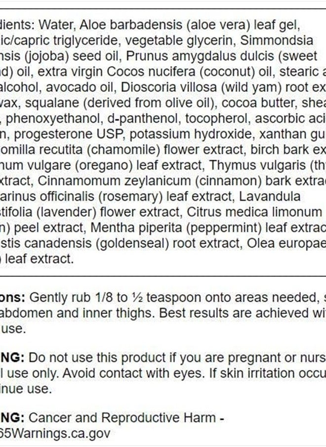 Wild Yam Cream - Formula for Women Promoting Perimenopause & Menopause Support - Women's Health Balm w/No Parabens for Comfort & Wellness - (2 fl. oz. Jar)