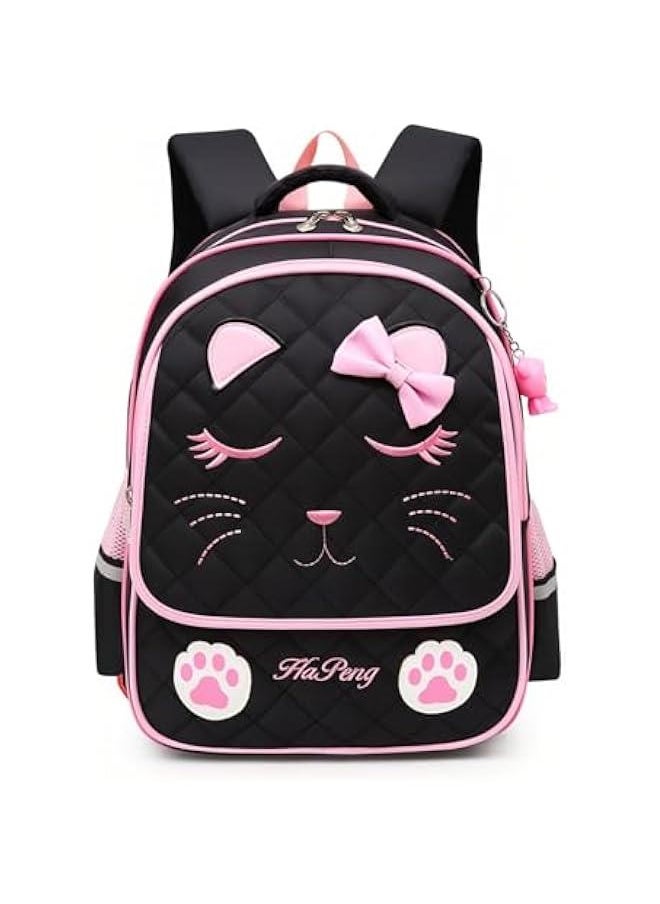 Kawaii Cat School Bag for Girls Kids Elementary Backpack Students Book Bag Primary School Bag for Teens