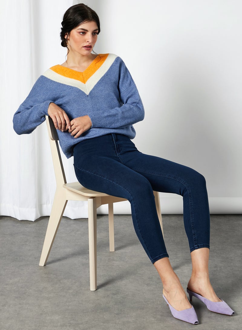 High Waist Ankle Length Jeggings Night Blue