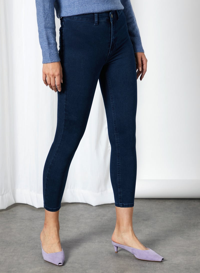 High Waist Ankle Length Jeggings Night Blue