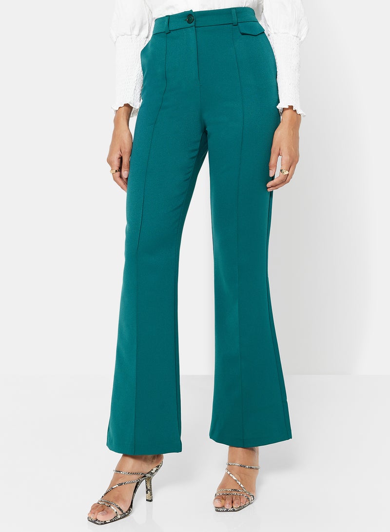 Mid-Rise Straight Leg Pants Petrol