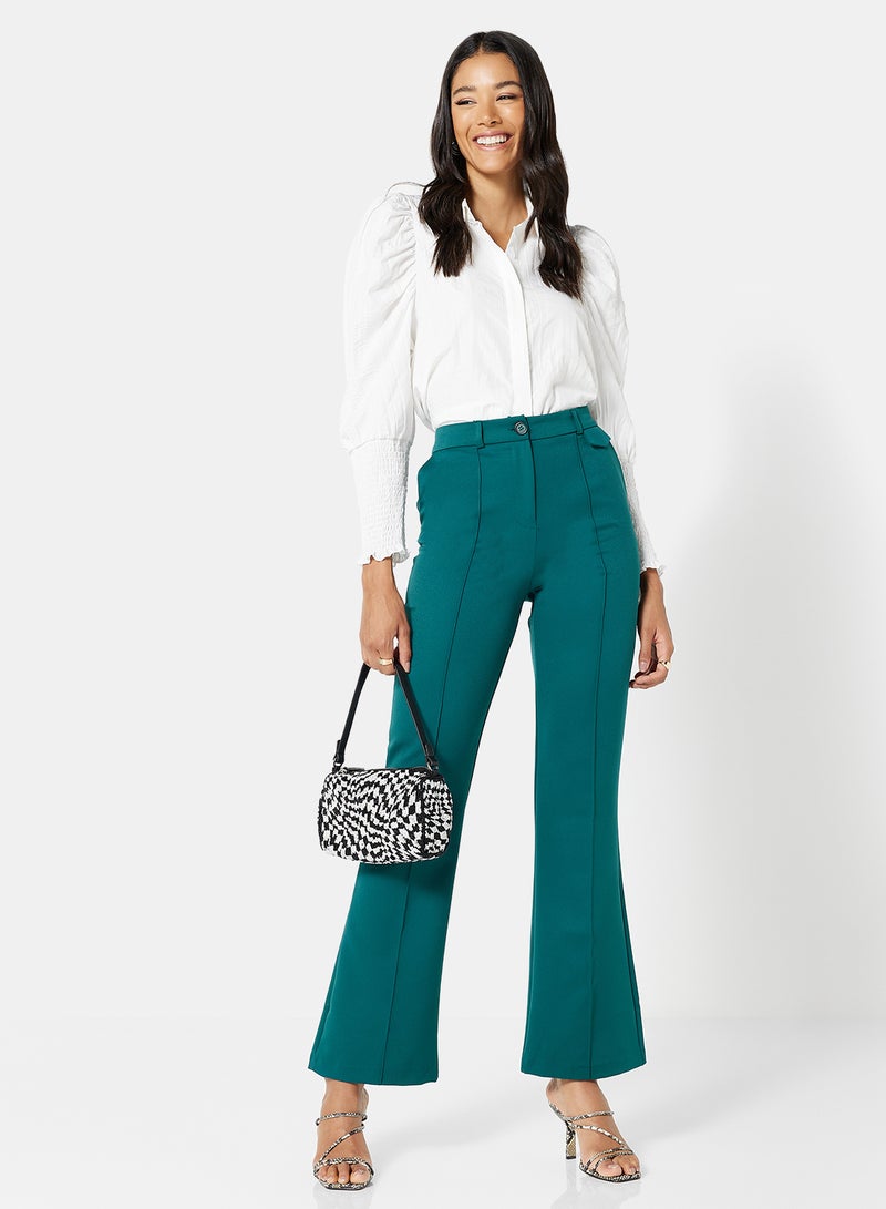 Mid-Rise Straight Leg Pants Petrol