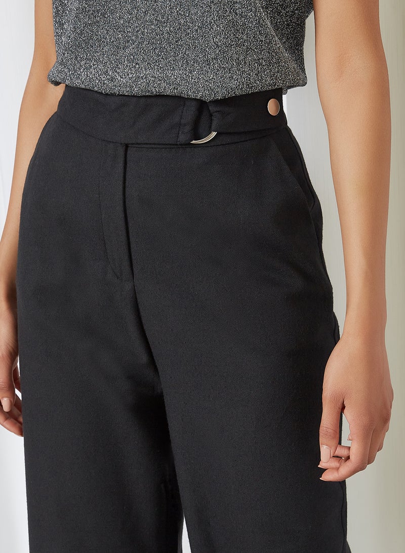 Mid-Rise Straight Leg Pants Black