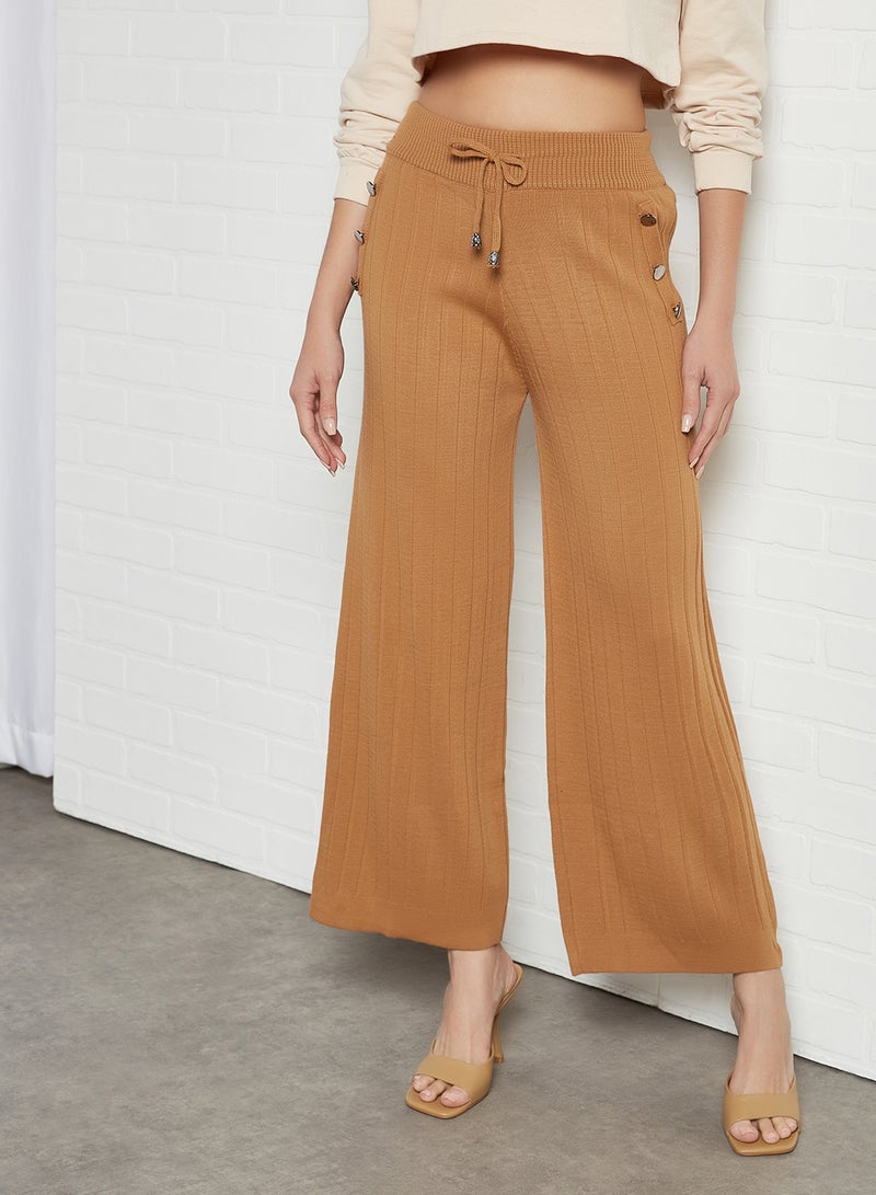 Wide Leg Knit Pants Camel