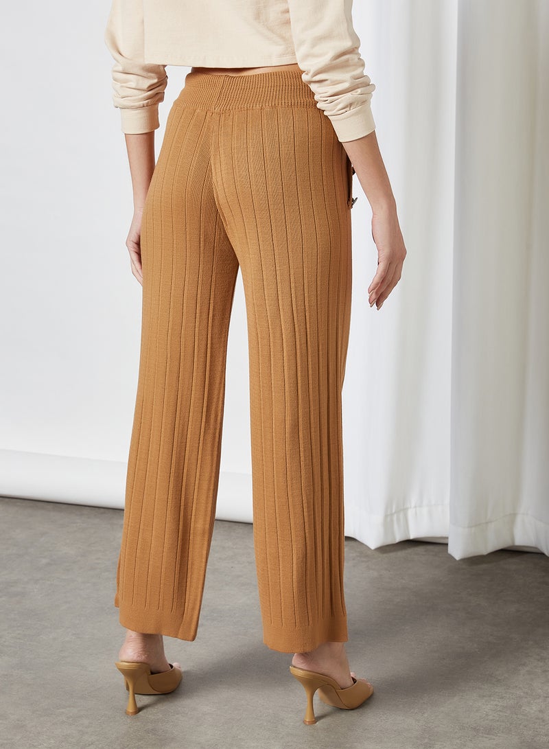 Wide Leg Knit Pants Camel