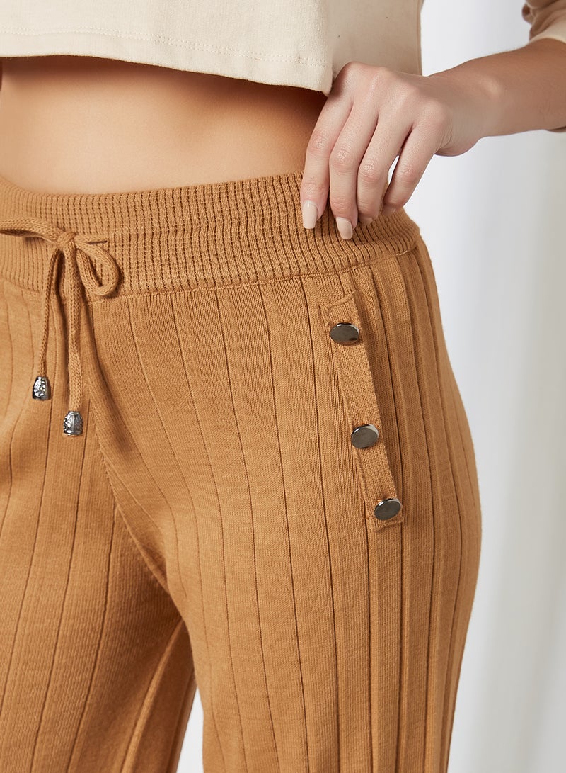 Wide Leg Knit Pants Camel