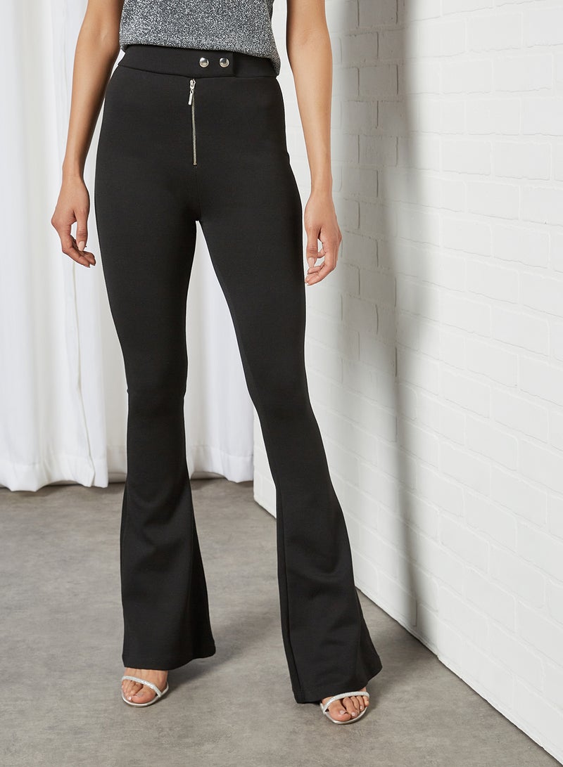 Flared Hem Pants Black