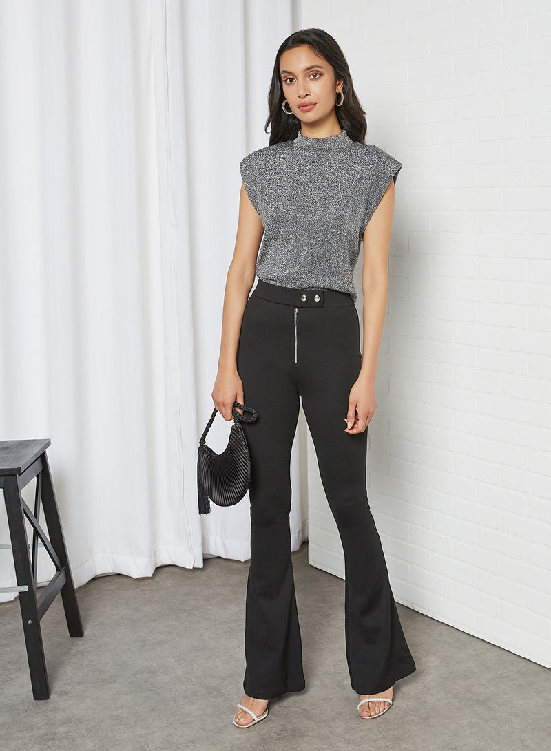 Flared Hem Pants Black