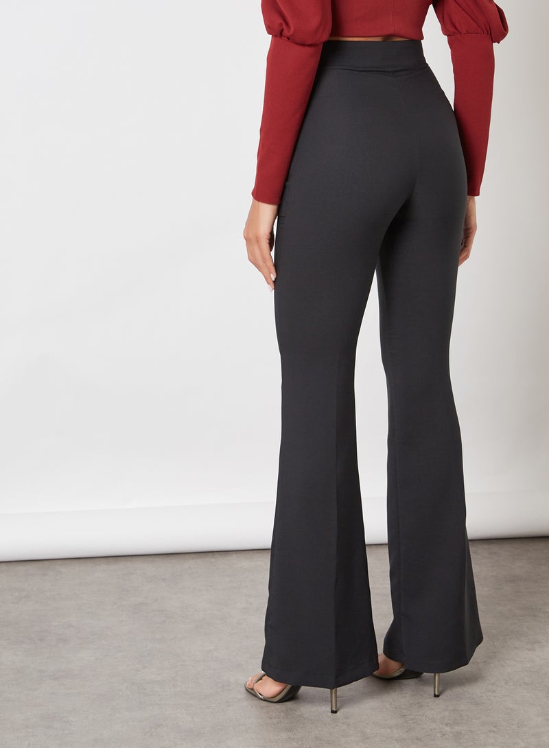 High-Waist Flared Pants Black