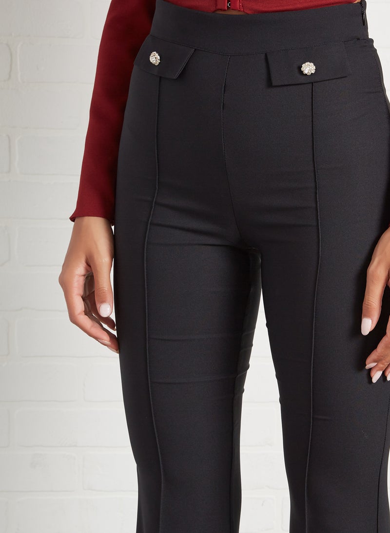 High-Waist Flared Pants Black