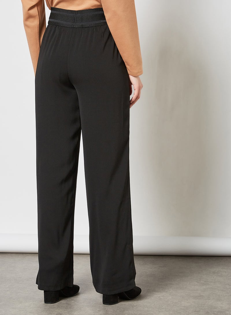 Elasticated Straight Fit Pants Black