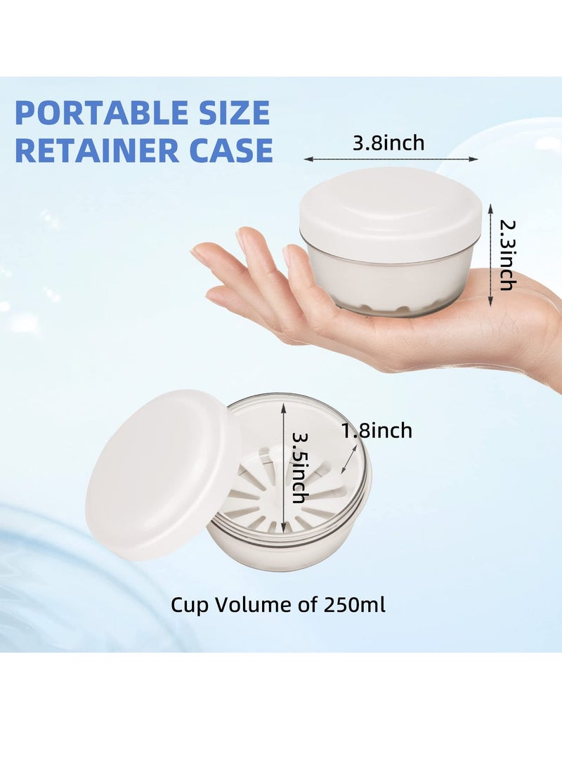 Leak Proof Denture Case, Retainer Case Orthodontic Denture Cup with Strainer, for Dentures, Partial Dentures, Traditional Braces, Etc, Portable Retainer Cleaner Case for Household