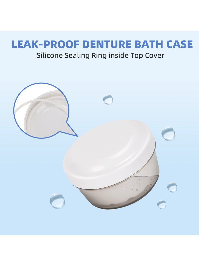 Leak Proof Denture Case, Retainer Case Orthodontic Denture Cup with Strainer, for Dentures, Partial Dentures, Traditional Braces, Etc, Portable Retainer Cleaner Case for Household