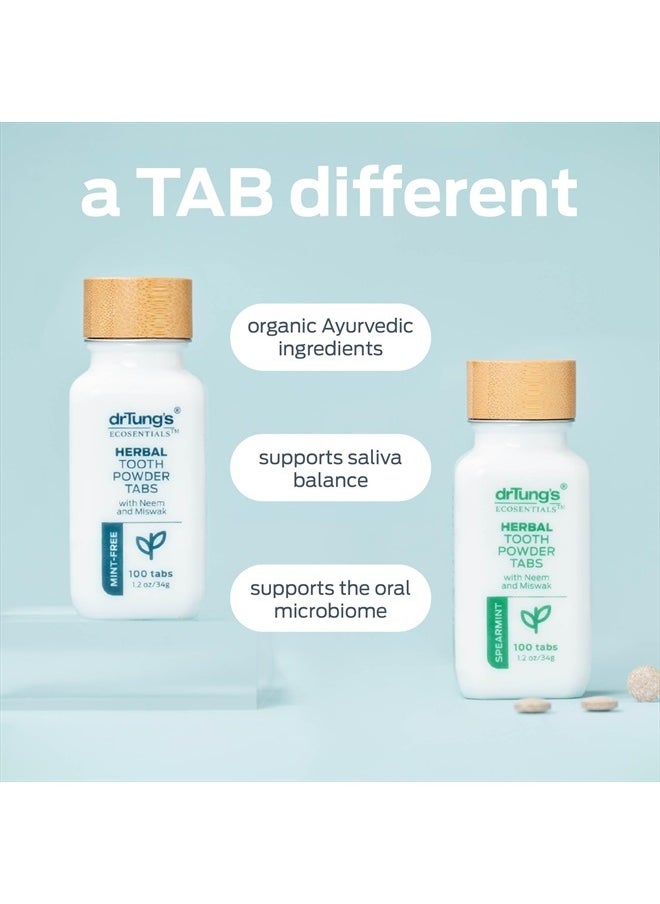 DrTung's Herbal Toothpaste Tablets - Fluoride Free Toothpaste Tabs, Travel Size Toothpowder Tabs, TSA Compliant, Toothpowder Tabs, Vegan, Non-GMO, Chewable Tablets - Mint-Free (100 Tabs)