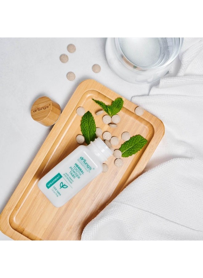 DrTung's Herbal Toothpaste Tablets - Fluoride Free Toothpaste Tabs, Travel Size Toothpowder Tabs, TSA Compliant, Toothpowder Tabs, Vegan, Non-GMO, Chewable Tablets - Mint-Free (100 Tabs)