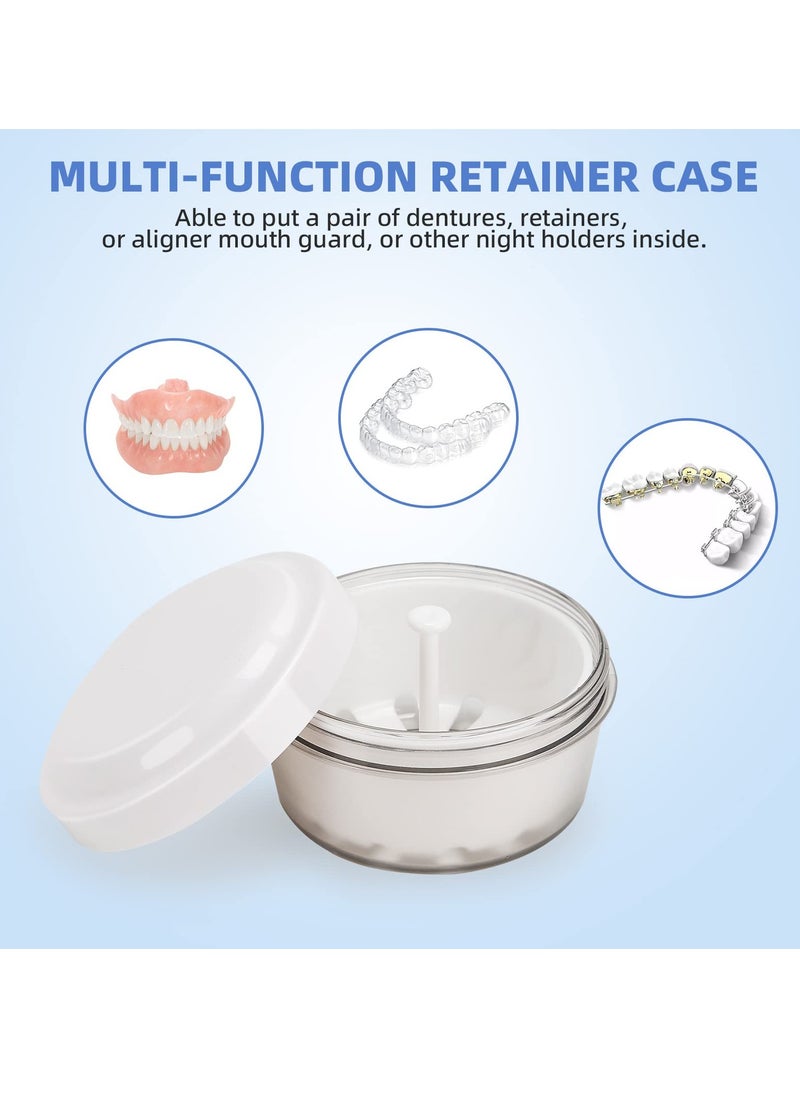 Leak Proof Denture Case, Retainer Case Orthodontic Denture Cup with Strainer, for Dentures, Partial Dentures, Traditional Braces, Etc, Portable Retainer Cleaner Case for Household