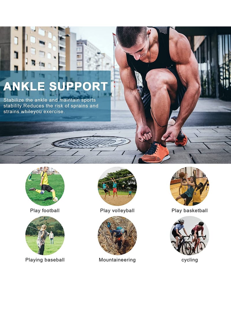 Ankle Brace Compression Sleeve (2 PACK), Adjustable Ankle Support for Men Women, Breathable Ankle Sleeve w/Ankle Strap for Sprained Ankle, Swelling Relief Pain, Plantar Fasciitis (M-(1pair))