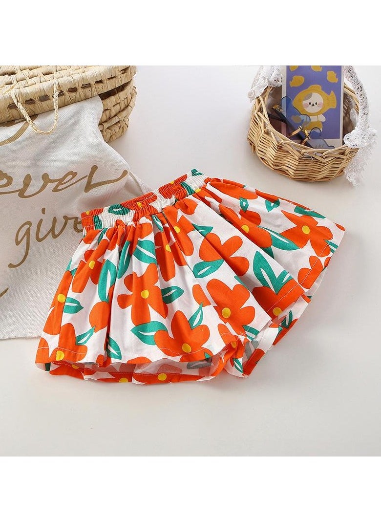 Girls Cotton Summer Floral Hotpants Versatile Skirt Pants