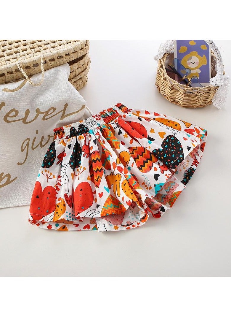 Girls Cotton Summer Floral Hotpants Versatile Skirt Pants