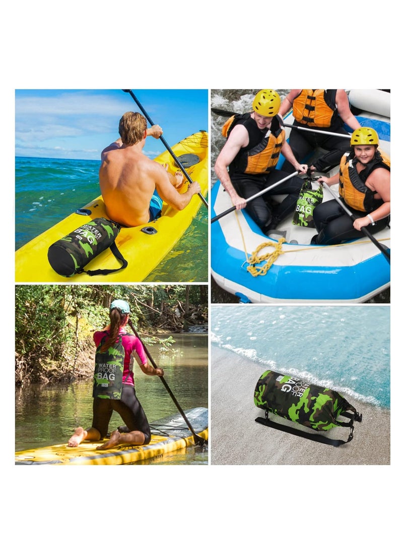 Waterproof Dry Bag 3 Pack Camouflage Roll Top Lightweight Dry Sack Backpack Bundle for Kayaking Floating Boating Swimming Rafting Fishing Camping Beach 5L&10L&15L